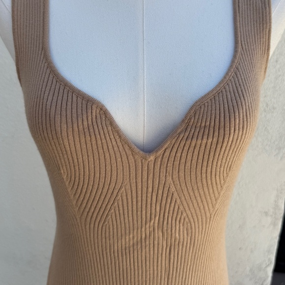 Lilla P Ribbed Knit Midi Dress – Neutral Tan – Size L - Picture 2 of 6